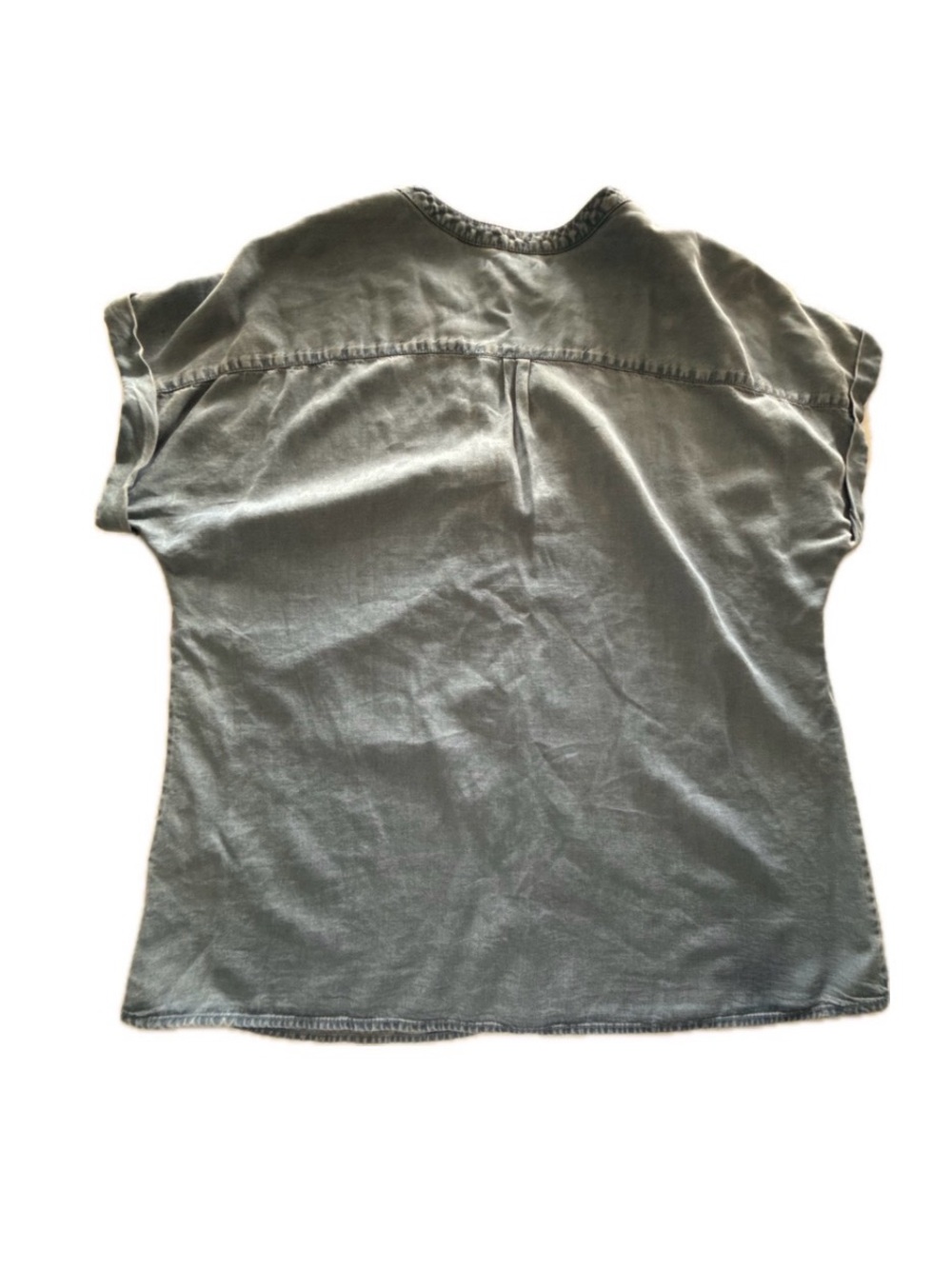 Lucky Brand Women’s Denim Cap Sleeve V-Neck Button Down Top Size XL - Picture 3 of 3